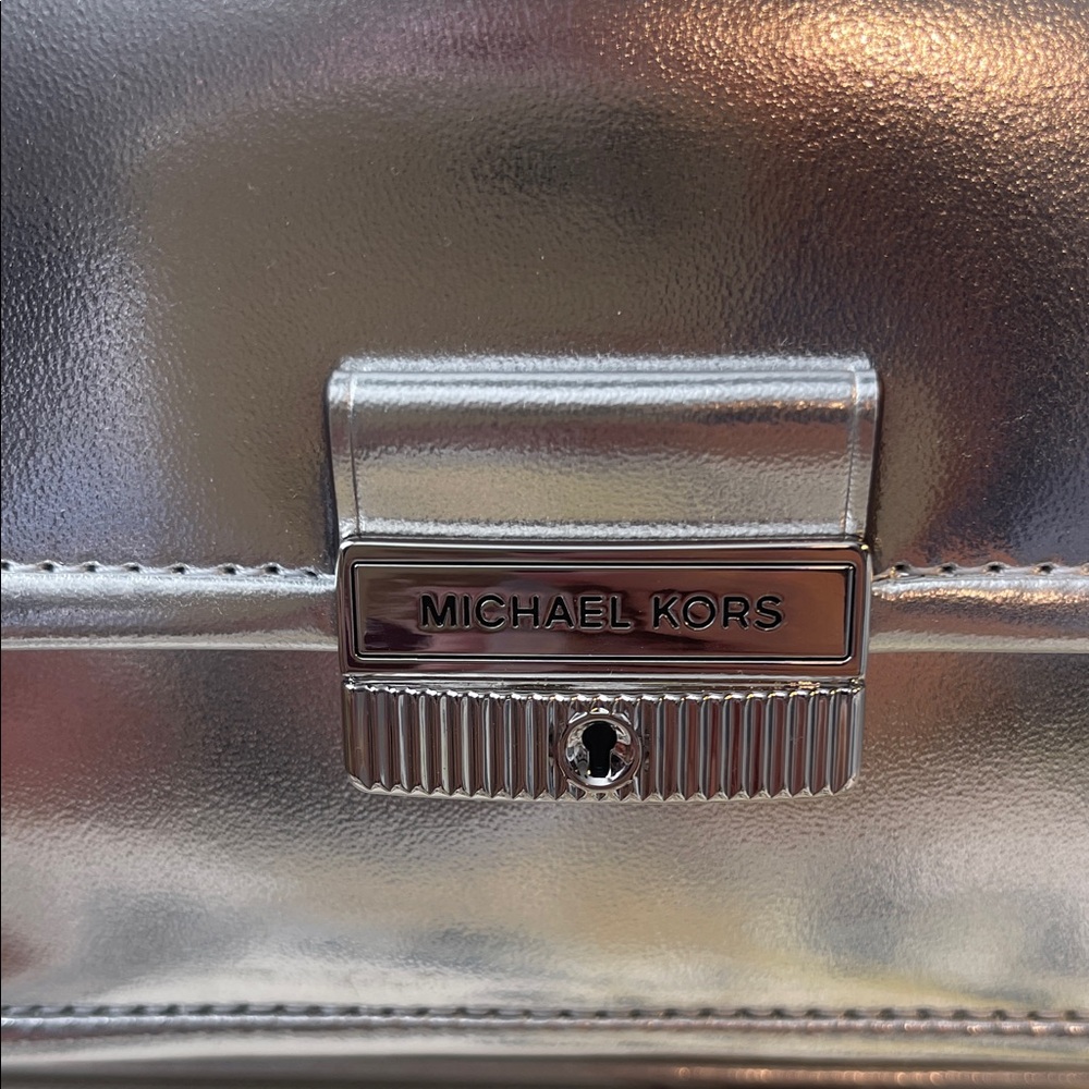 Michael Kors Metallic Silver Crossbody Bag NWT - Picture 2 of 6